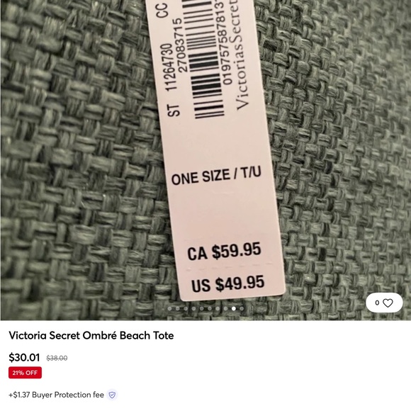 Victoria's Secret Pink and Cream Tote Ombré Bag - Picture 8 of 8